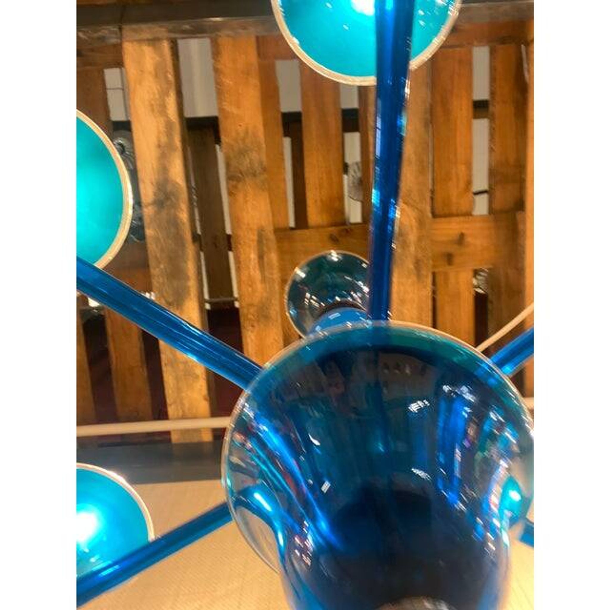 Contemporary Translucent Light-Blue Murano Glass Chandelier