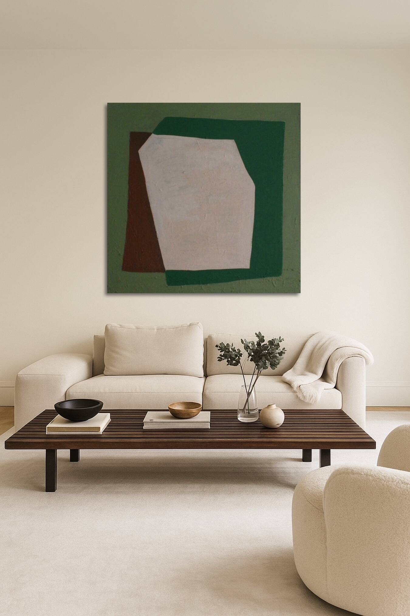 Abstrait carré "earthen harmony" signé Bodasca