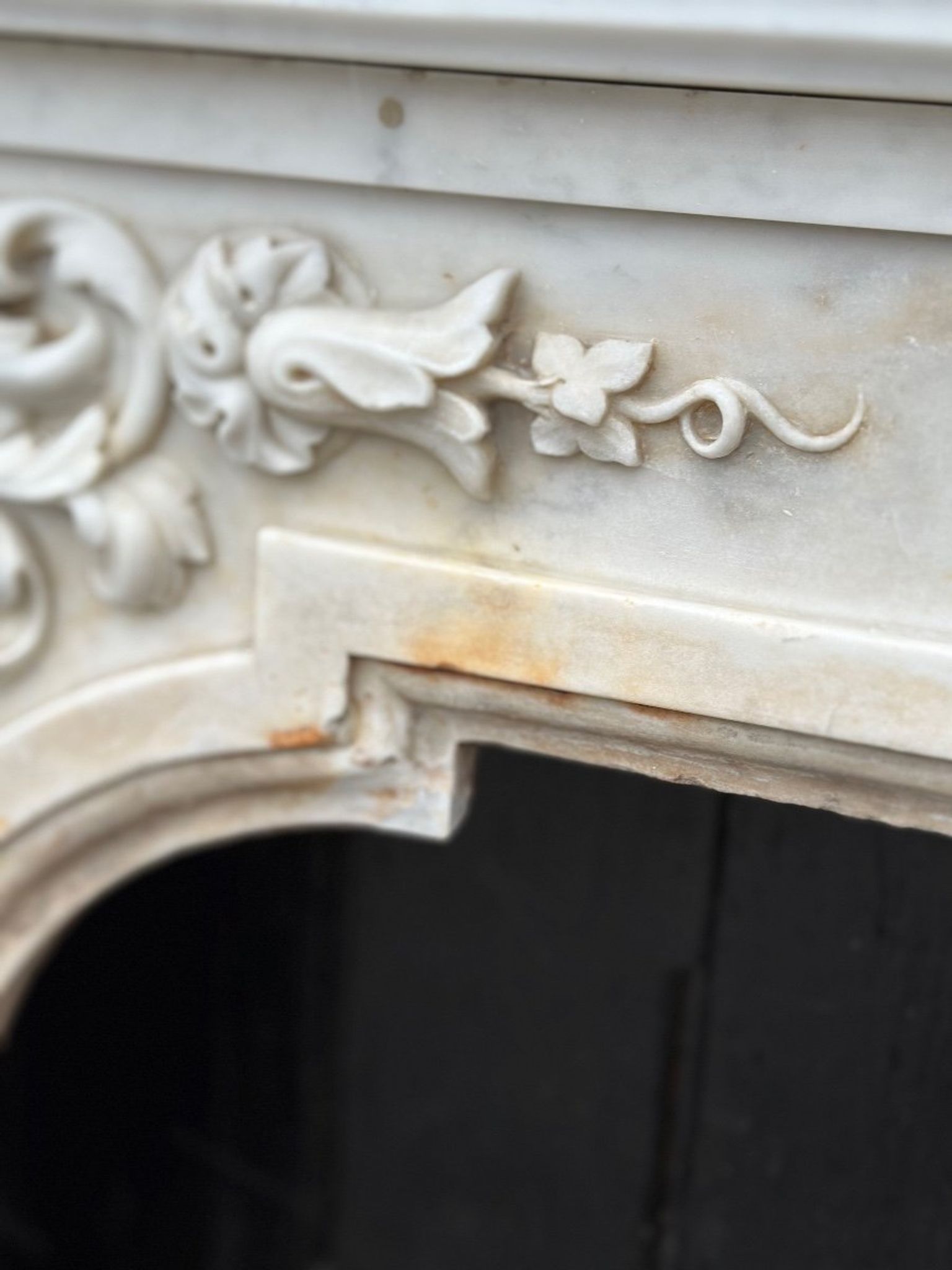 White carrara marble fireplace circa 1880