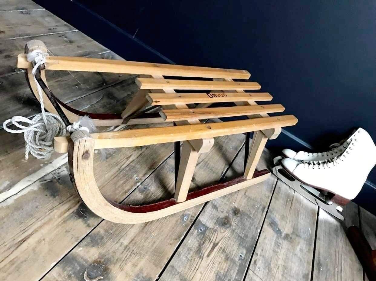 Old Davos and Donnay sleds