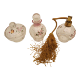 Antique toiletries, 3 pieces bohemian crystal decoration hand-painted flowers