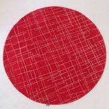 Hand-tufted Vintage Red Circular Rug by Tisca 1980's