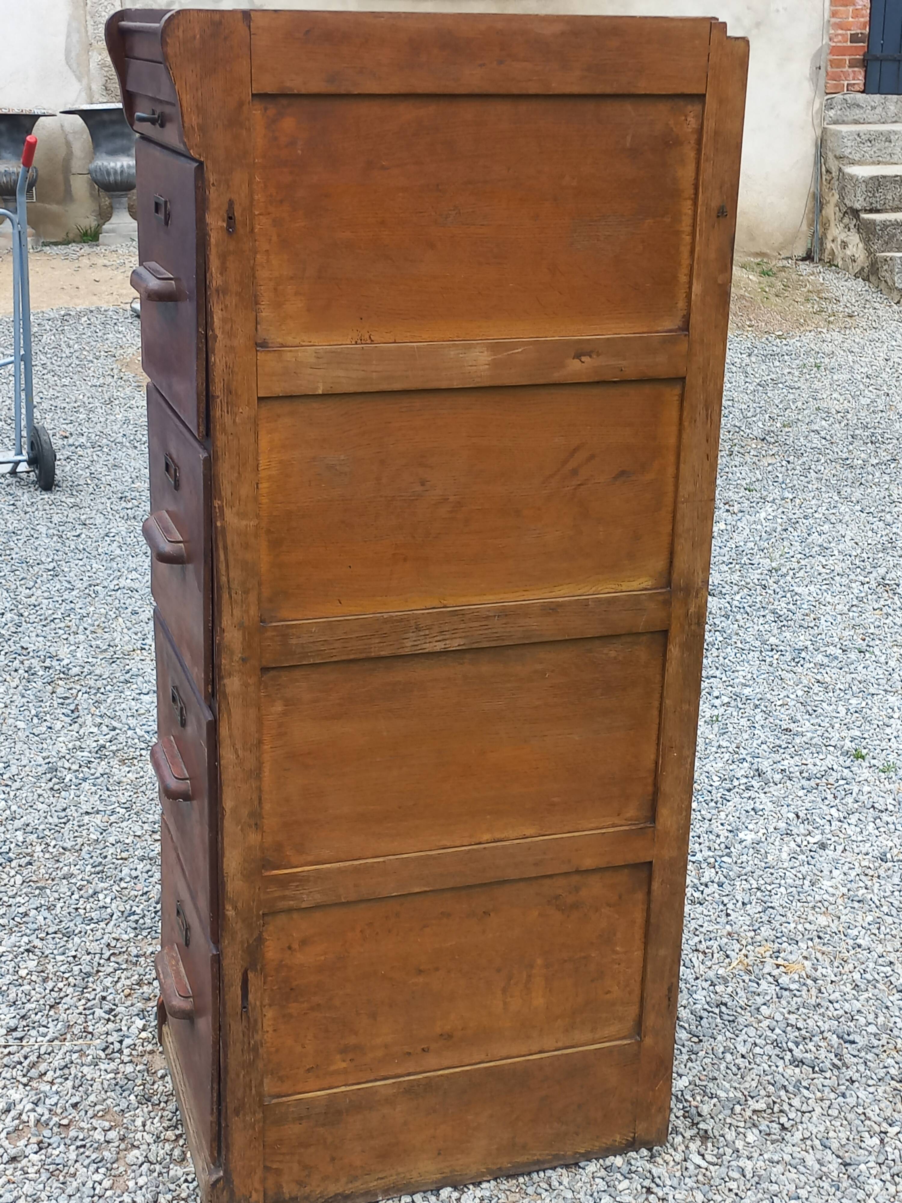 Oak craft cabinet with 5 drawers from the 1930s/1950s