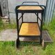Old service servant rattan & scoubidou on wheels metal + wood trays
