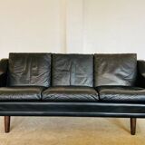 Vintage Danish Mid-Century Georg Thams 3-Seater Sofa in Black Leather, 1960