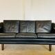 Vintage Danish Mid-Century Georg Thams 3-Seater Sofa in Black Leather, 1960