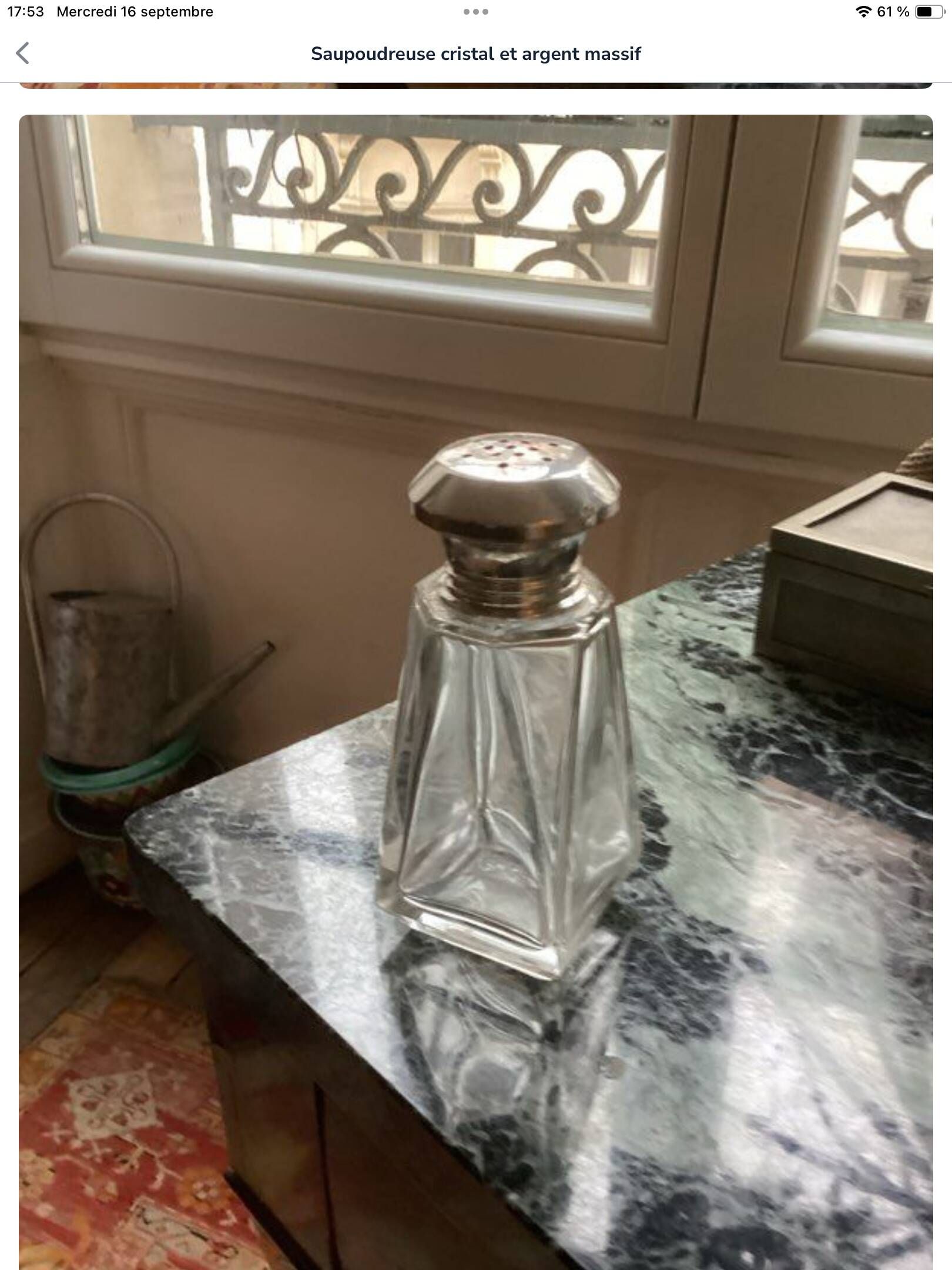 Art Deco crystal silver-plated sugar shaker