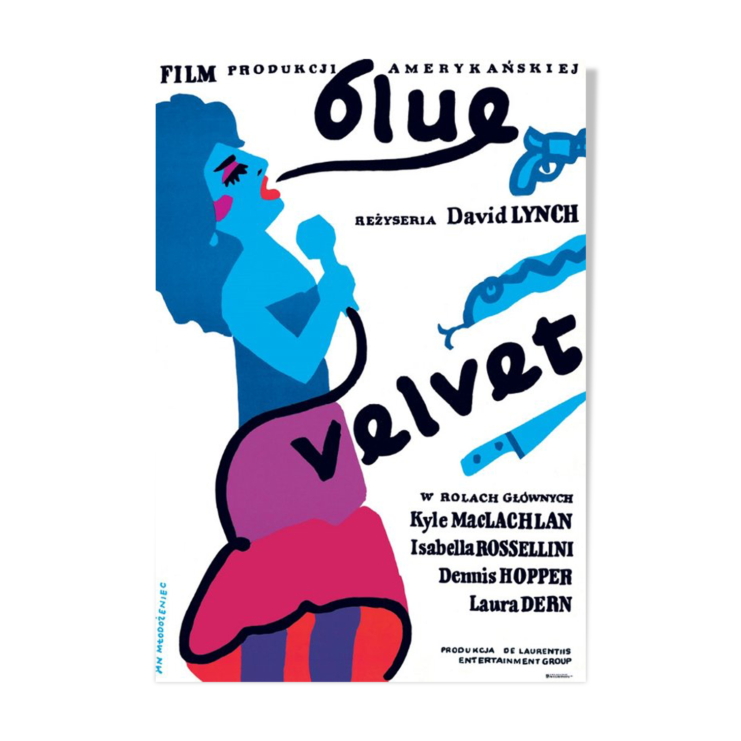 "Blue Velvet" polish poster by Jan Młodożeniec, official reprint 1987
