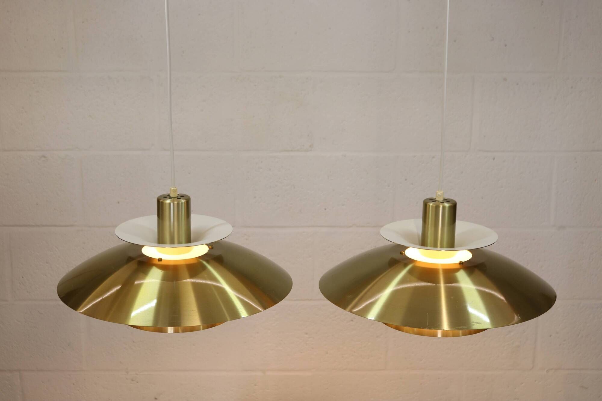 Rare golden pair of Danish design lamps  - great condition.