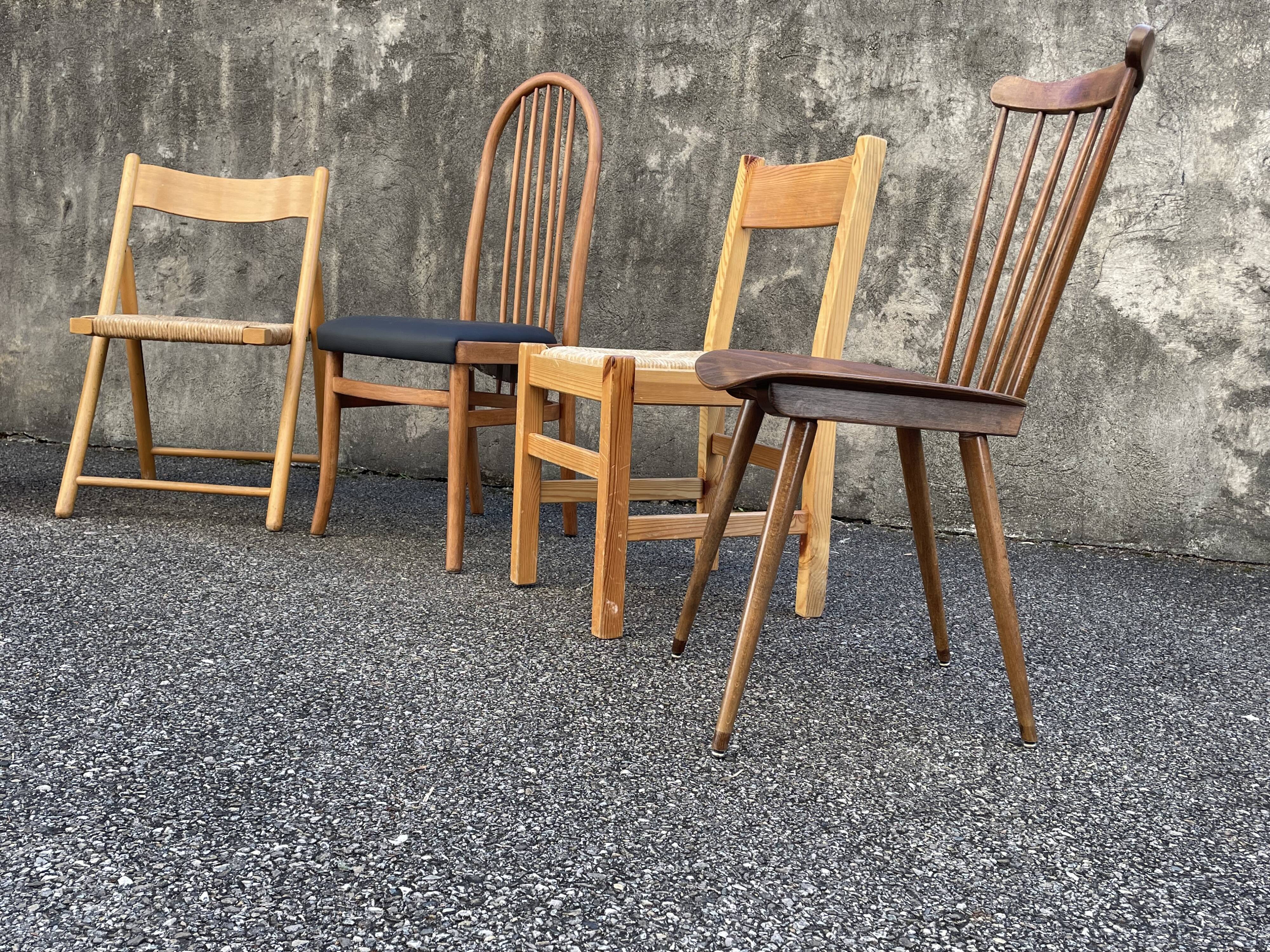 Série de 6 chaises vintage dépareillées
