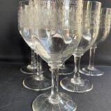6 Large glasses 1/2 guilloché crystal – Art Nouveau