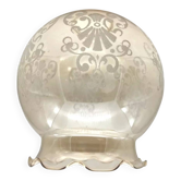 1970s Lampshade / Globe two mouths for suspension Decorated amber glass
