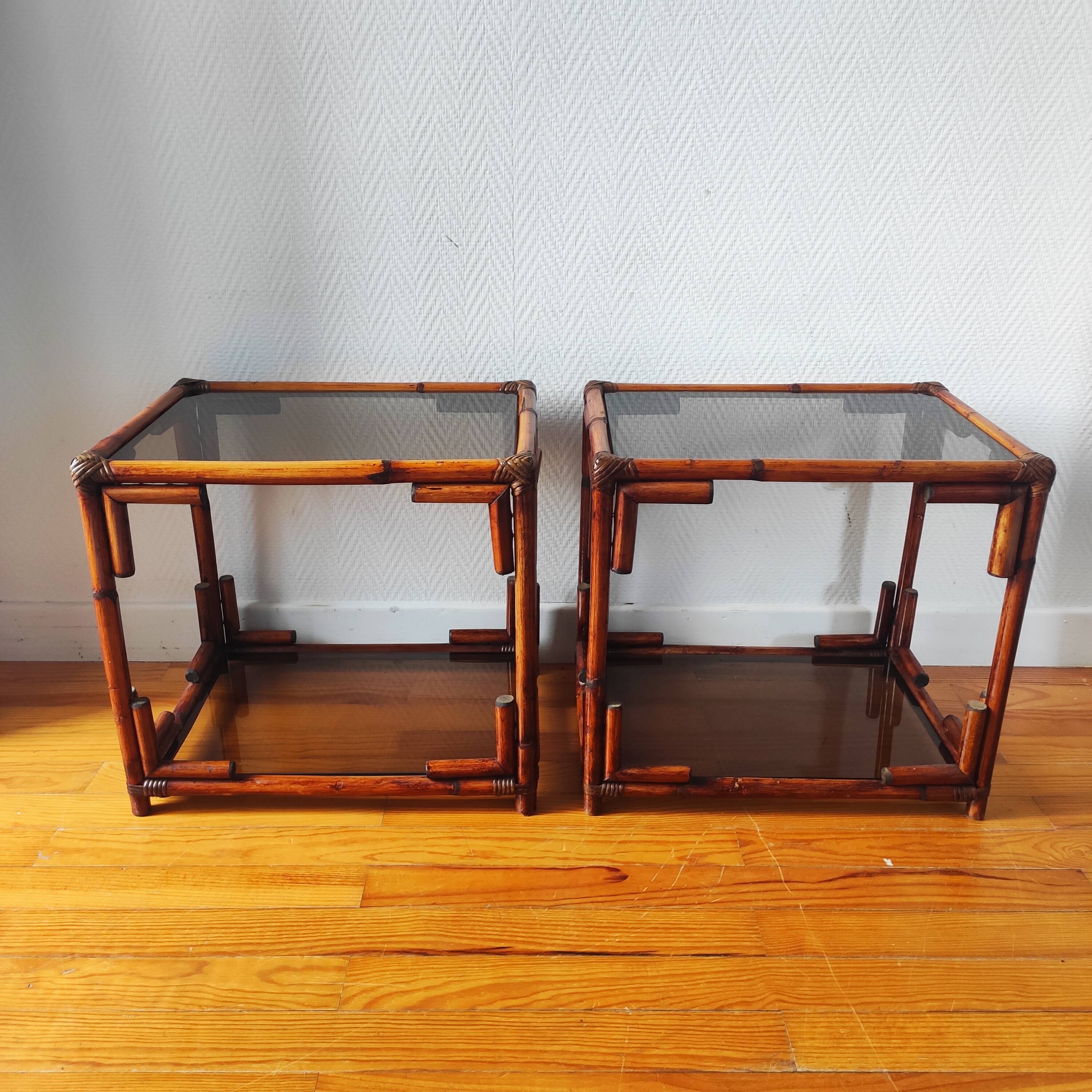 Pair of vintage 70/80s bedside tables and sofa ends