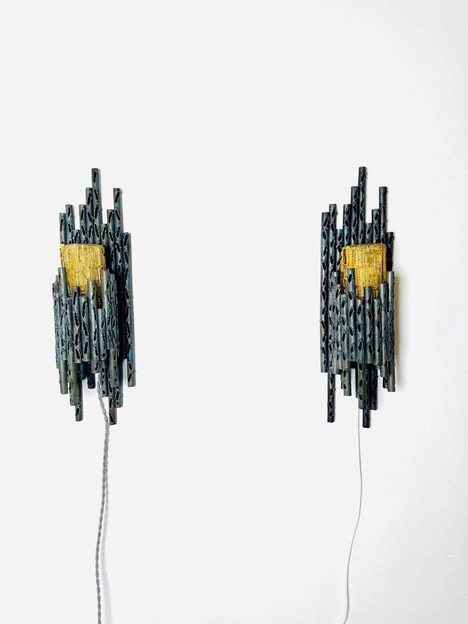 Brutalist Wall Lamps By Marcel Fantoni For Fantoni Studio Firenze, Italy 1960S