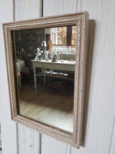 Ancien miroir cadre bois patiné