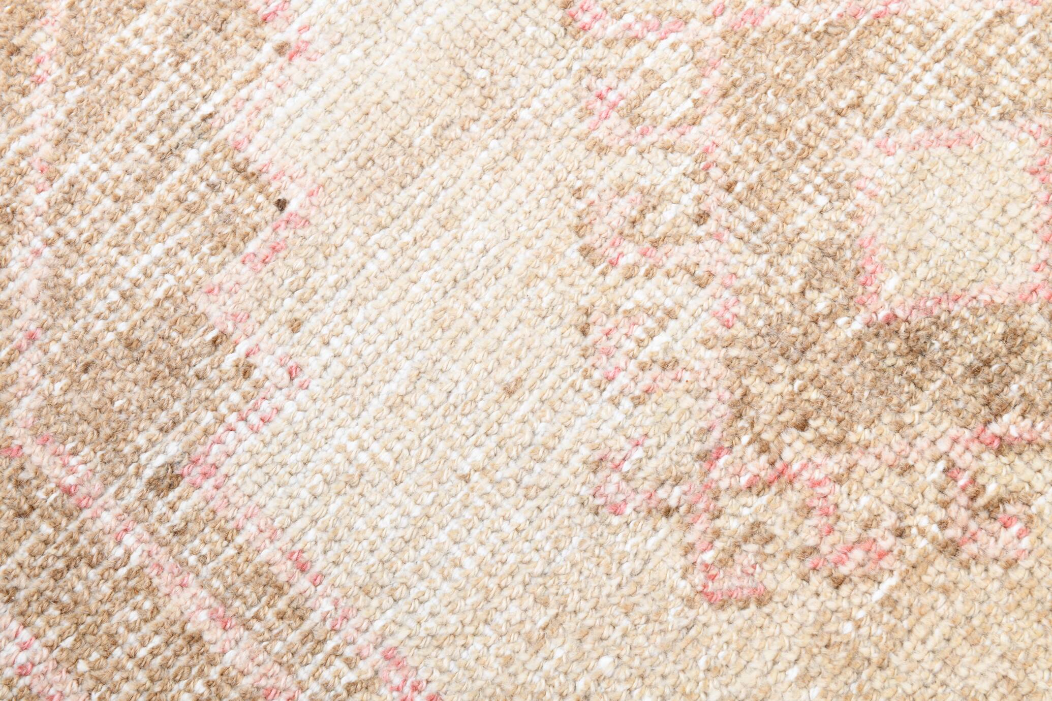 3x13 Pink & Brown Long Classic Vintage Runner Rug, 92x415Cm