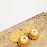 2 cups and saucers vintage '70 honey color