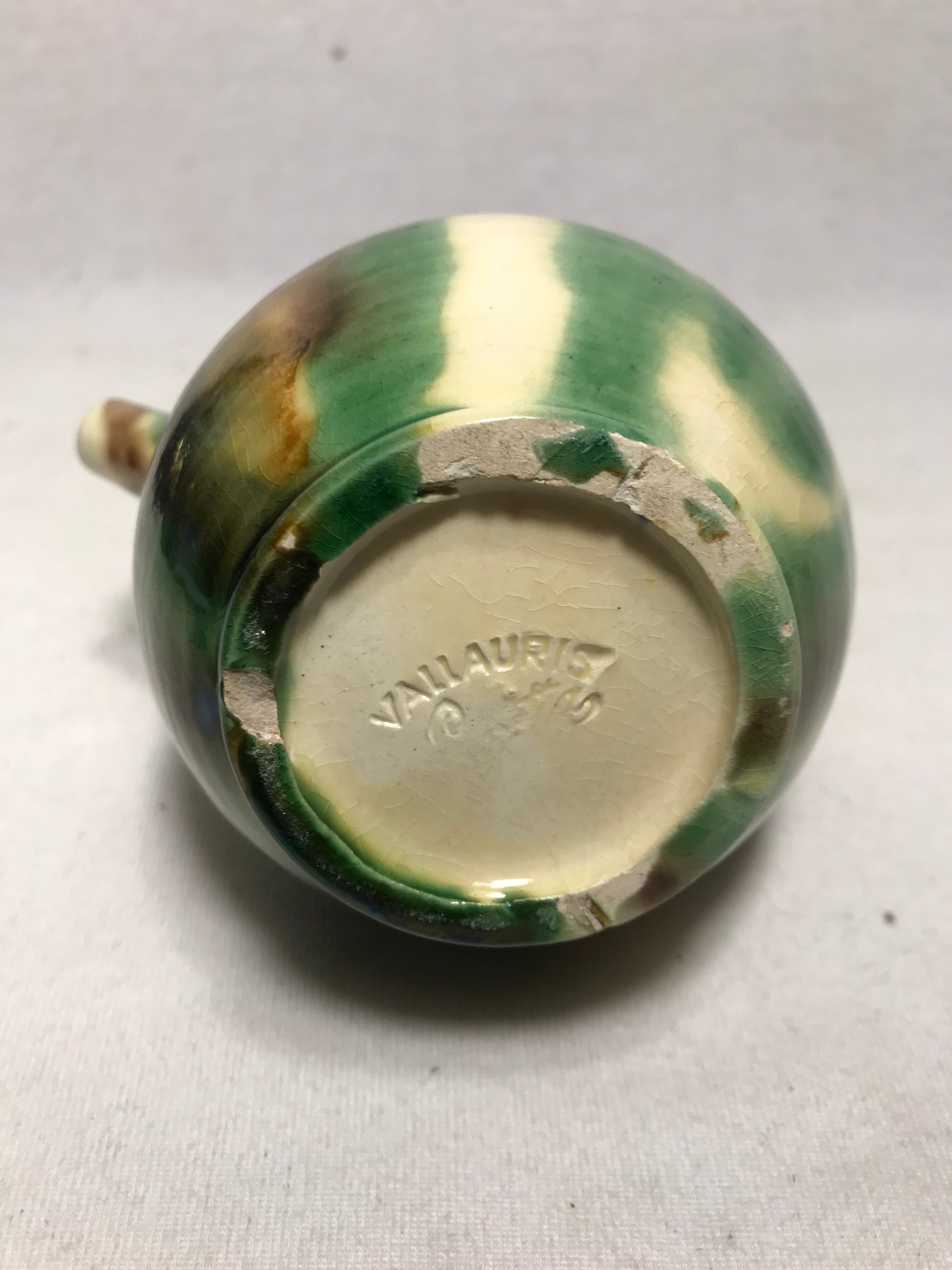 Former small vallauris green ceramic pitcher