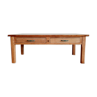 Old wooden coffee table white top 2 drawers
