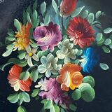 Round painted wooden platter