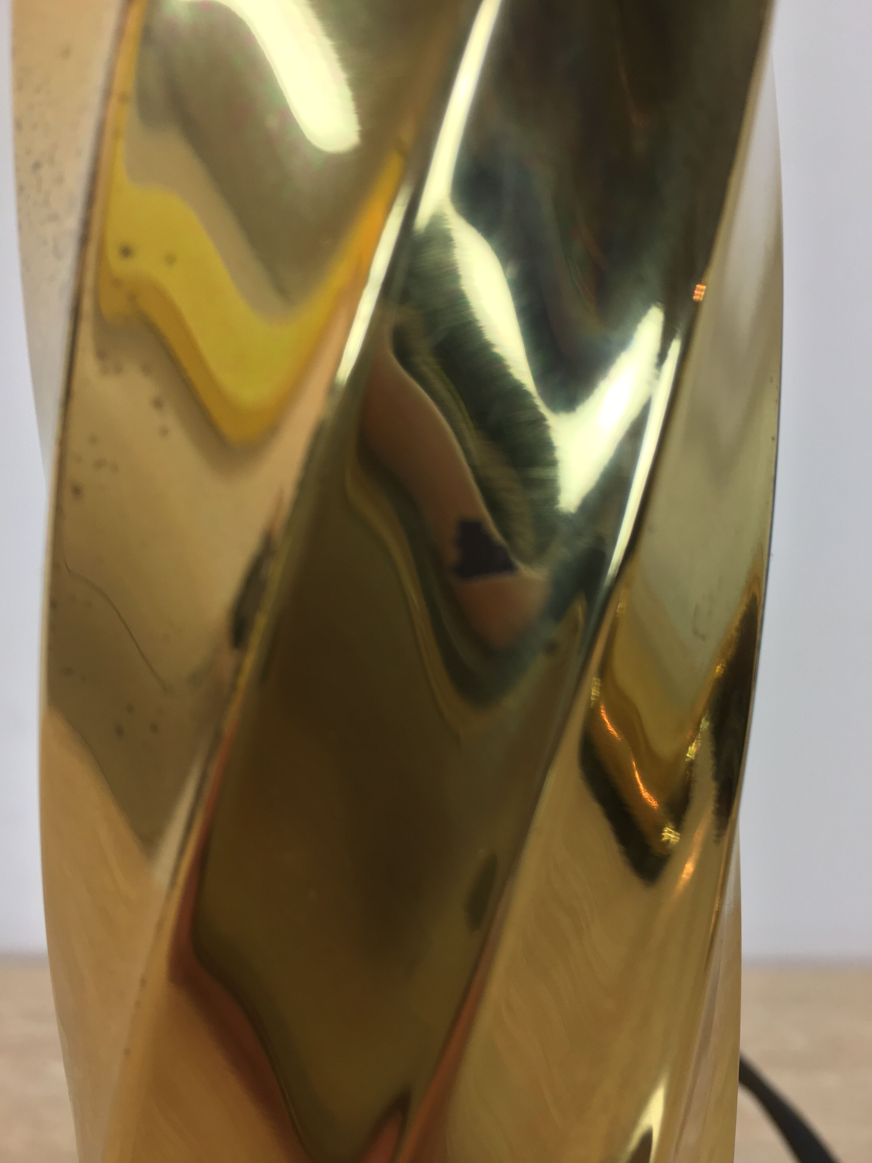 Pair of gilded column lamps Hollywood Regency style