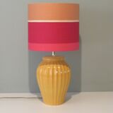 Ceramic table lamp with new handmade lampshade, France 1960