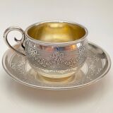Silver Cup and Saucer | 20th Century | Ribbon and Flower Garland