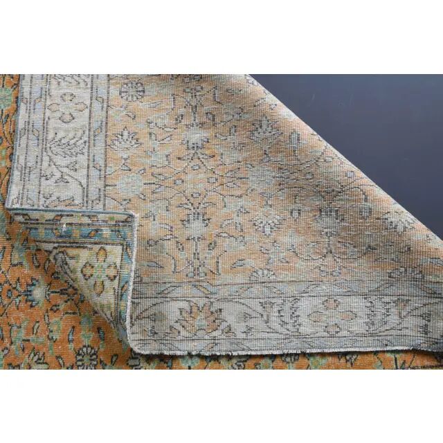 Vintage Turkish Oushak handmade wool cotton orange rug 161x267