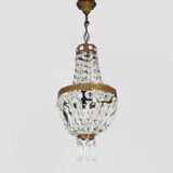 Antique Italian hot air balloon chandelier, glass pendants. Chandelier with pendants. 1970s