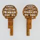 Pair of bamboo rattan lantern wall lights. 50s 60s
