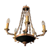 5-burner bronze and metal chandelier with double patina Empire style