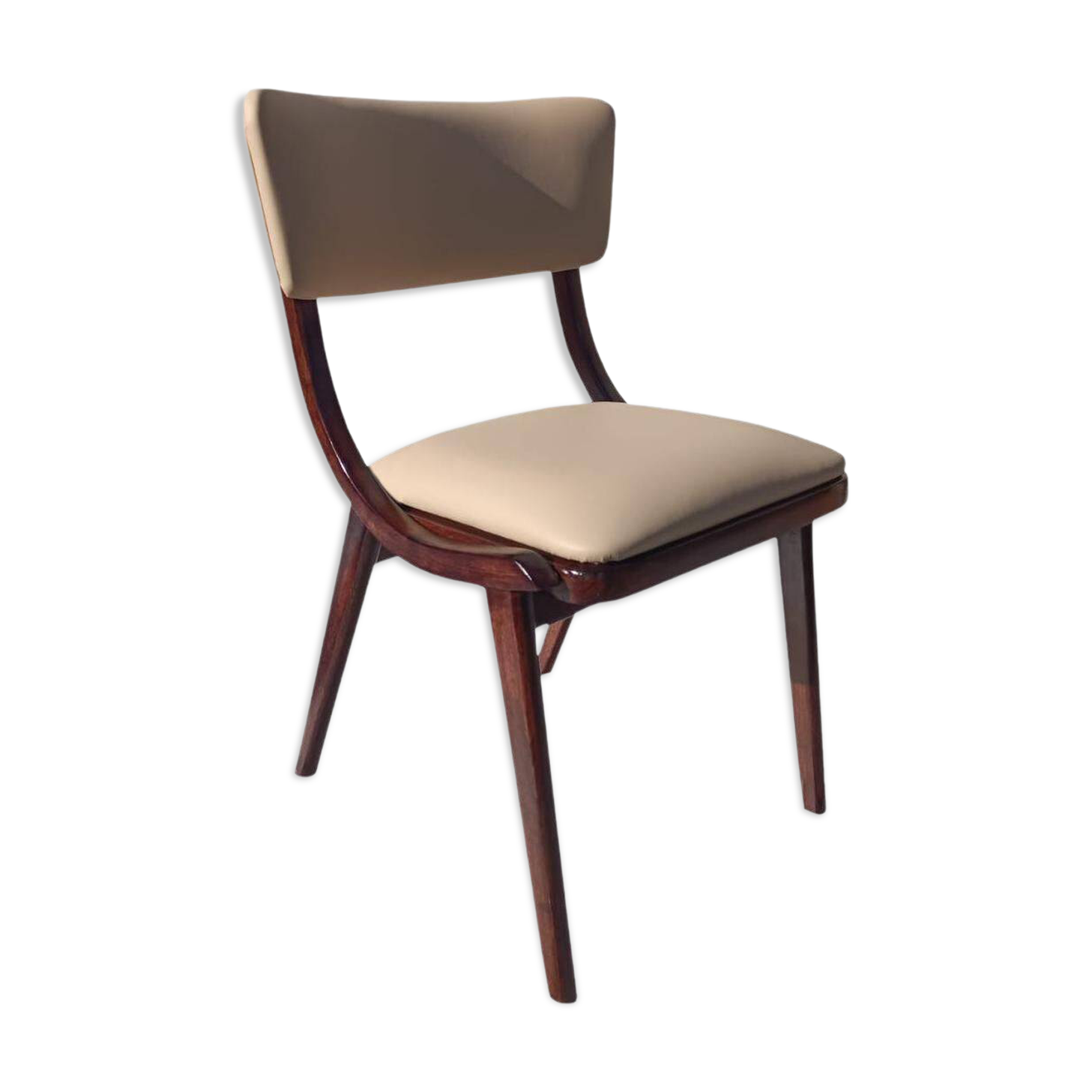 Chaise, cuir crème clair, pologne, 1960s
