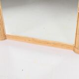 Double illuminated coconut/palm rattan mirror