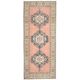 Vintage Turkish Oushak handmade wool cotton brown runner rug 143x347