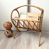 Vintage rattan magazine rack