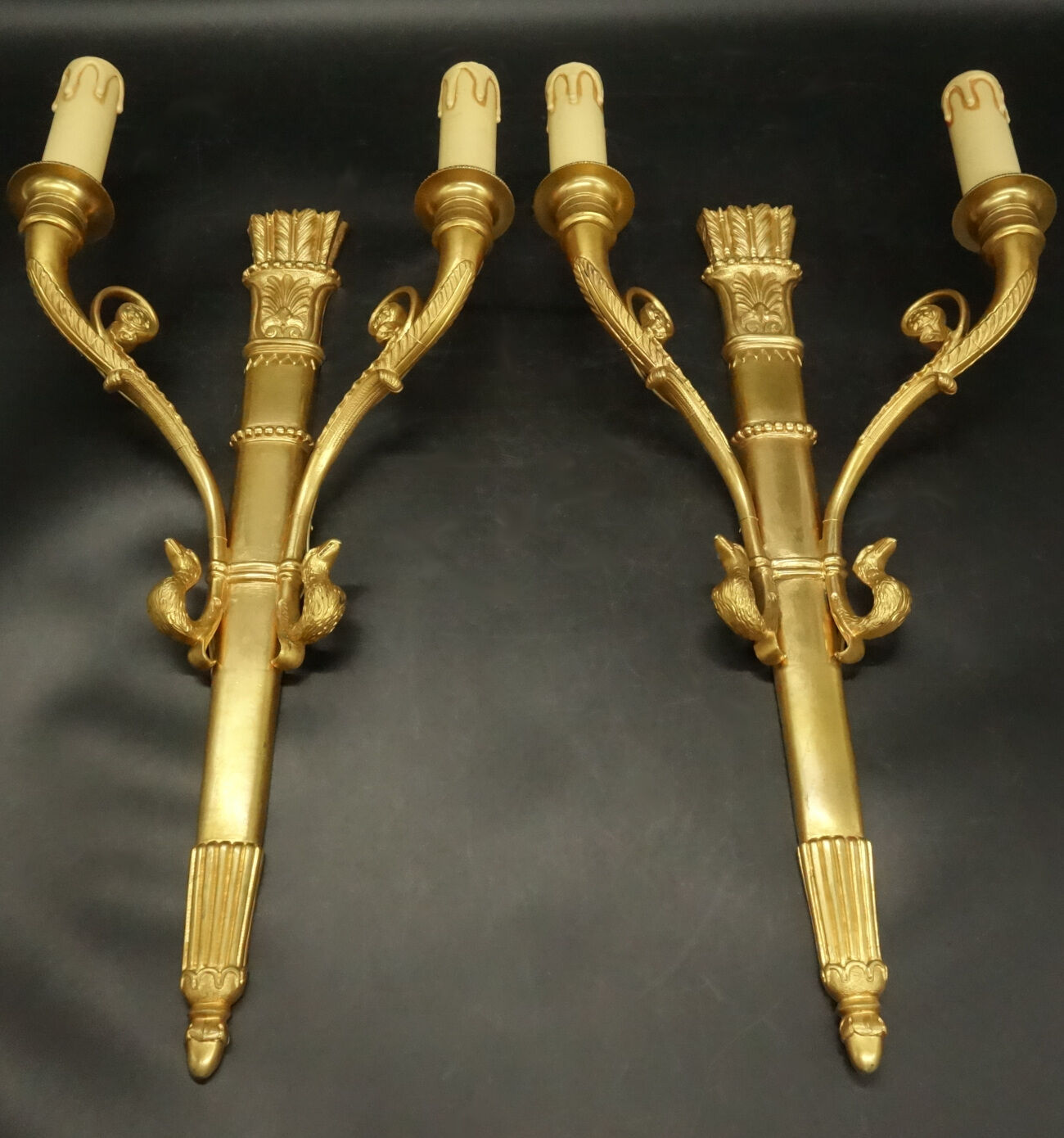Pair of sconces with quiver and eagle heads style Restoration of the nineteenth