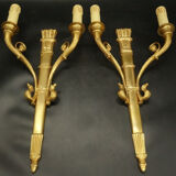 Pair of sconces with quiver and eagle heads style Restoration of the nineteenth