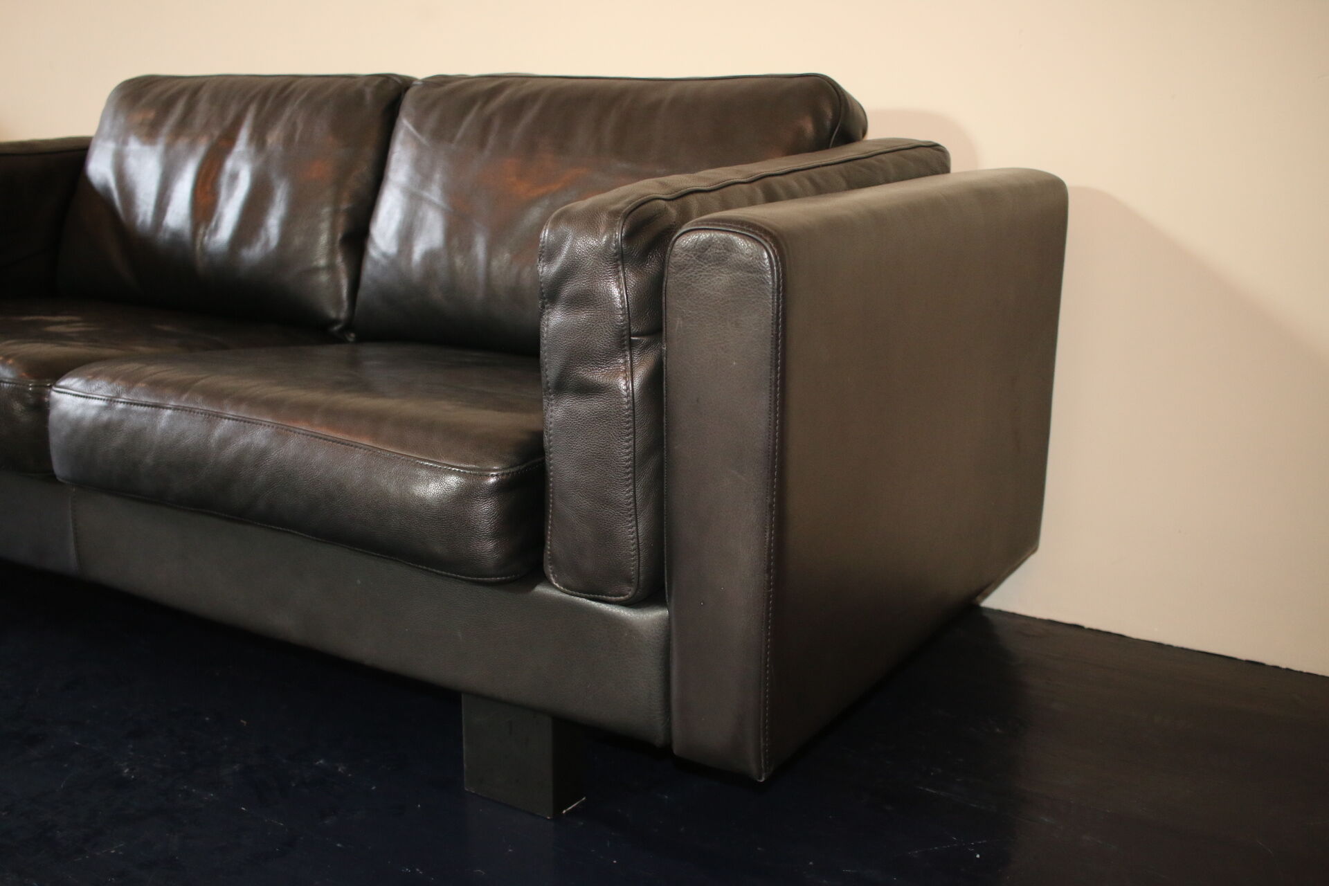 Black leather sofa from Denmark