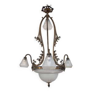 lustre époque Art Nouveau - laiton