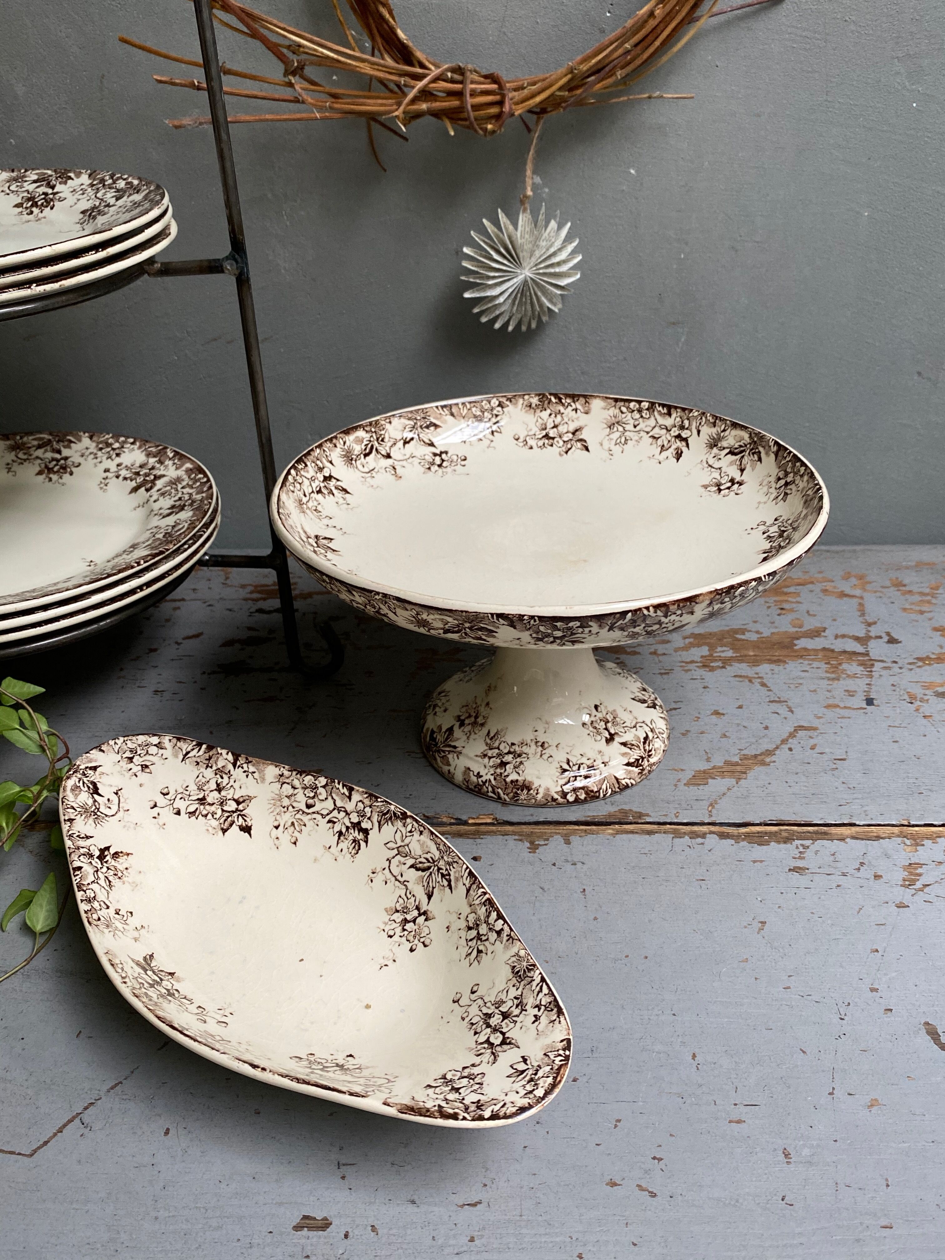 Compotier and ravier earthenware of Sarreguemines