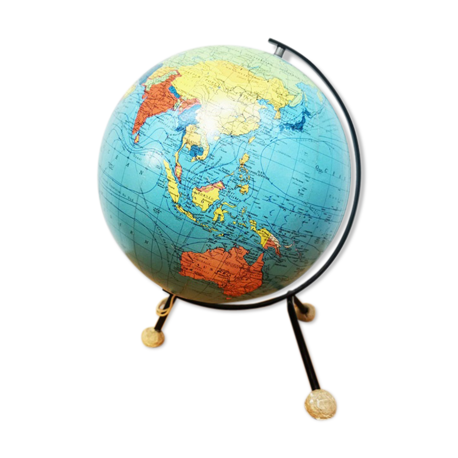 Earth globe tripod Taride glass 1966