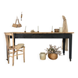 farmhouse table with black base
