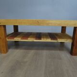 Coffee table with rustic wooden shelf
