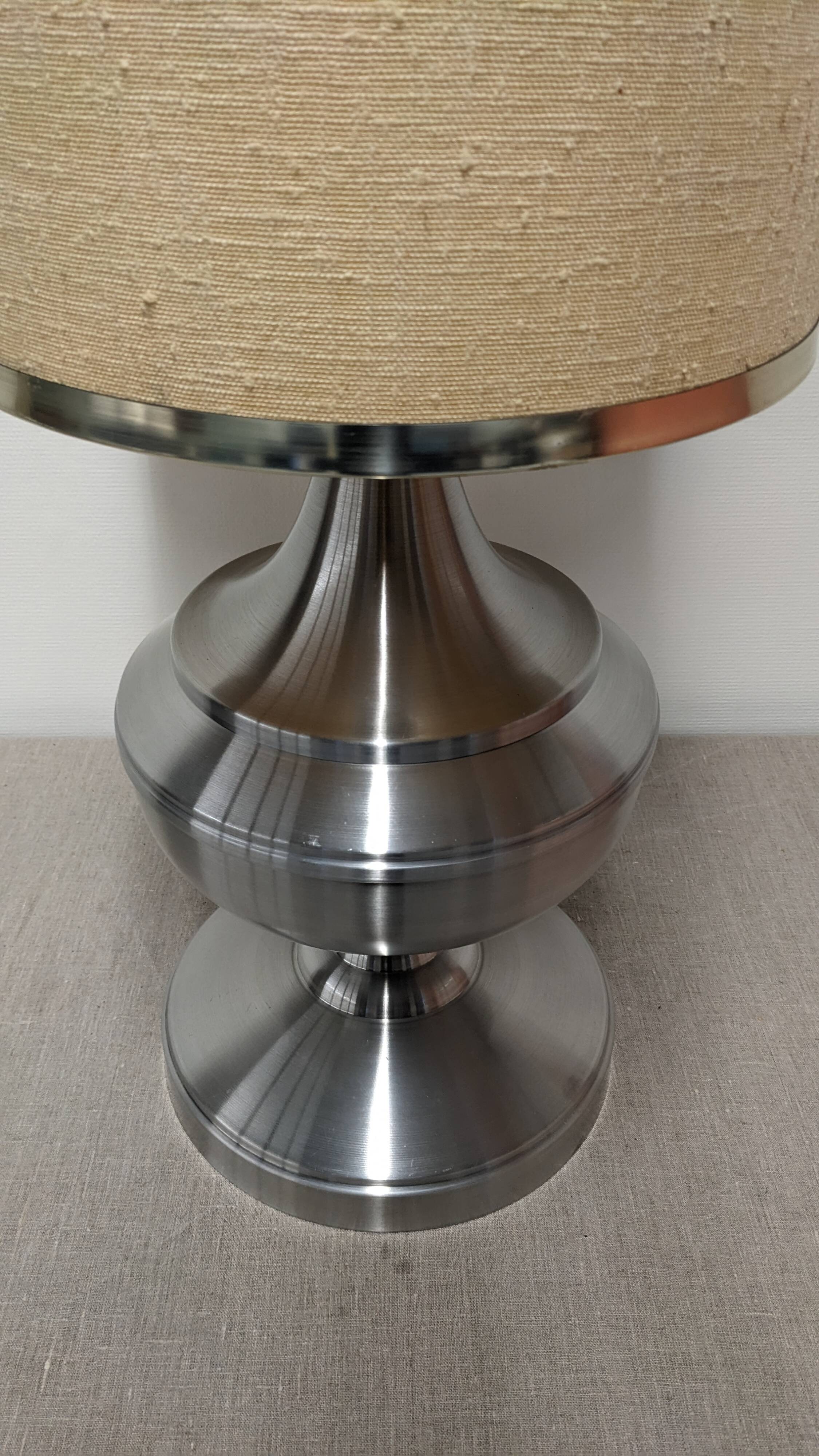 Space age XL living room lamp in brushed aluminium, France circa 1970.