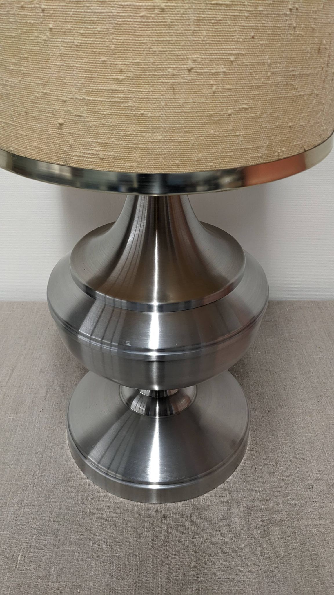 Space age XL living room lamp in brushed aluminium, France circa 1970.