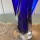 Murano style cobalt blue blown glass vase