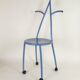 Postmodern memphis style blue enamel pointed chair