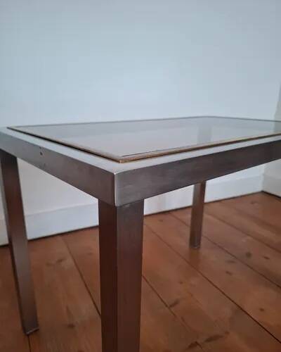 Hollywood Regency Coffee Table - Chrome & Brass - Guy Lefèvre Style -