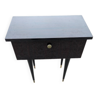 Black lacquered bedside table from the 60s