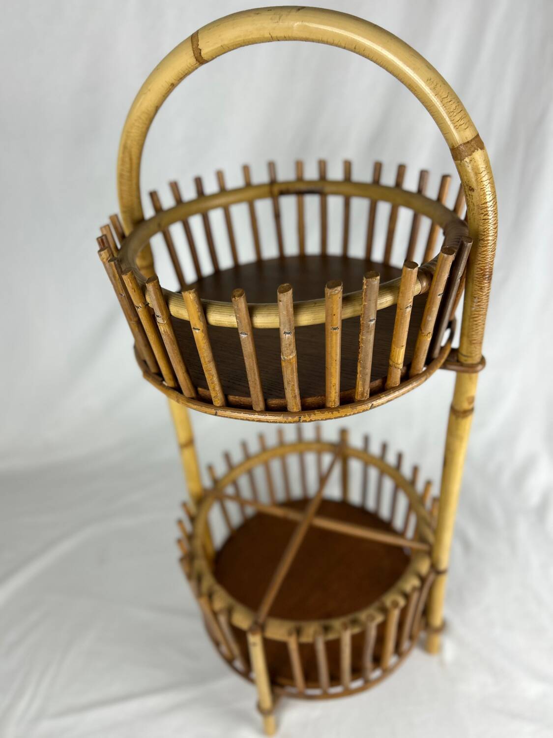Art Deco style rattan work basket serving cart